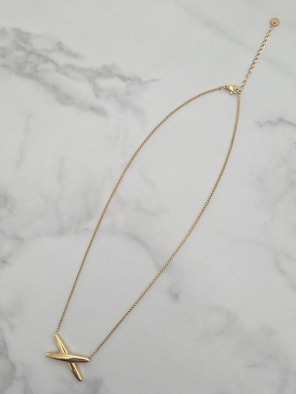 Gold Crisscross X Pendant Necklace Dainty Minimalist Chain Jewelry - Picture 5 of 16
